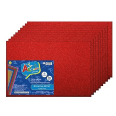 10Un Goma Eva Glitter 40x60Cm Rojo Art&Craft
