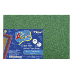 10Un Goma Eva Glitter 40x60Cm Verde Arte&Craft