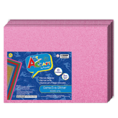 10Un Goma Eva Glitter 40x60Cm Rosado Art&Craft