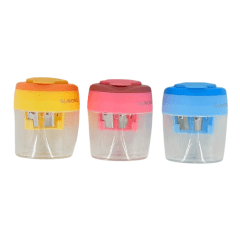 Sacapunta Doble Plastico Triangular c/tapa 3Col Pronobel