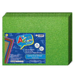 10Un Goma Eva Glitter 40x60Cm Verde Claro Art&Craft