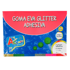 Estuche Goma Eva Surtida Glitter Adhesiva 6Col 20X30