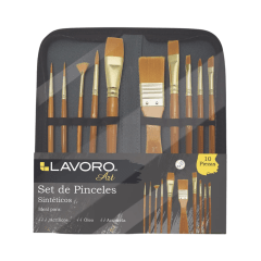 Pincel Artistico 10 Unidades Sinteticos Con Estuche