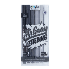 Set 06 Brush Doble Punta Escala de Grises Mooving