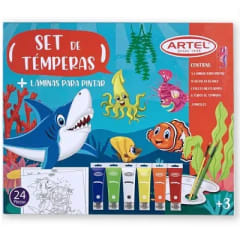 Set De Temperas Tubo + Laminas Para Pintar El Mar