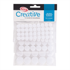 Set 69 Un Velcro Adhesivo Circular 3 Tamaños Blanco