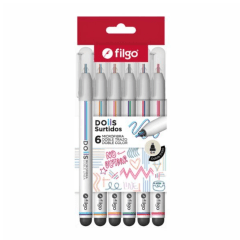 Set 06 Boligrafos doble Linea Filgo