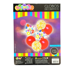 Globo Metalizado 06 Unidades Feliz Dia 2 Estrella/Transp/Latex