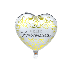 Globo Metalizado 18Pulg Feliz Aniversario Dorado