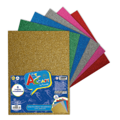06Un Goma Eva Glitter Lamina 20X30 Surtida Col Adhesiva