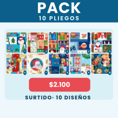 Pack 10 Papel de Regalo Navidad 10 Dis Surt