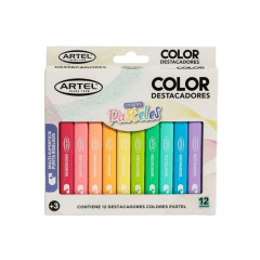 Set 12 Destacador Pastel Artel