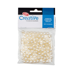 Cuentas Plastica Perla Blanca 100Un Aprox Creative