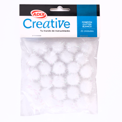Pompon Glitter Blanco 25U