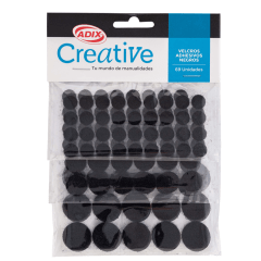 Set 69 Un Velcro Adhesivo Circular 3 Tamaños Negro