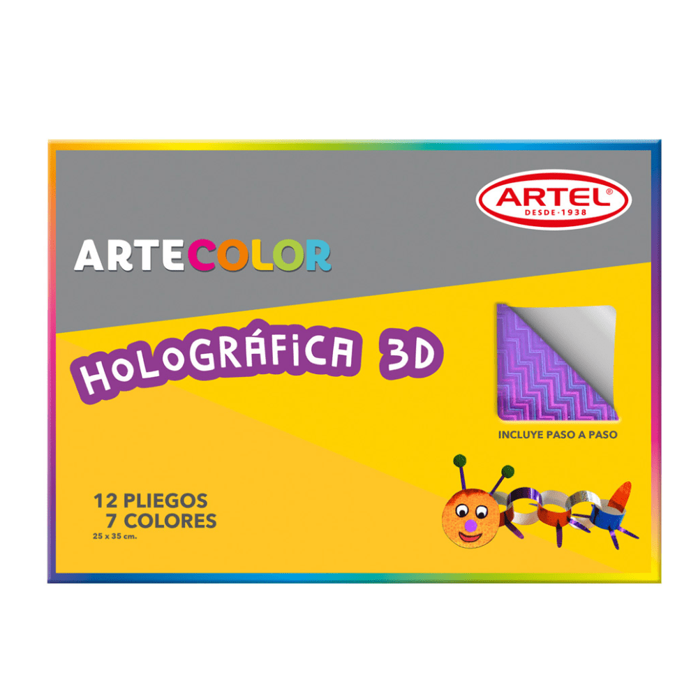 Estuche Cartulina Holografico 10Dis 7Col 12Pl Artel1