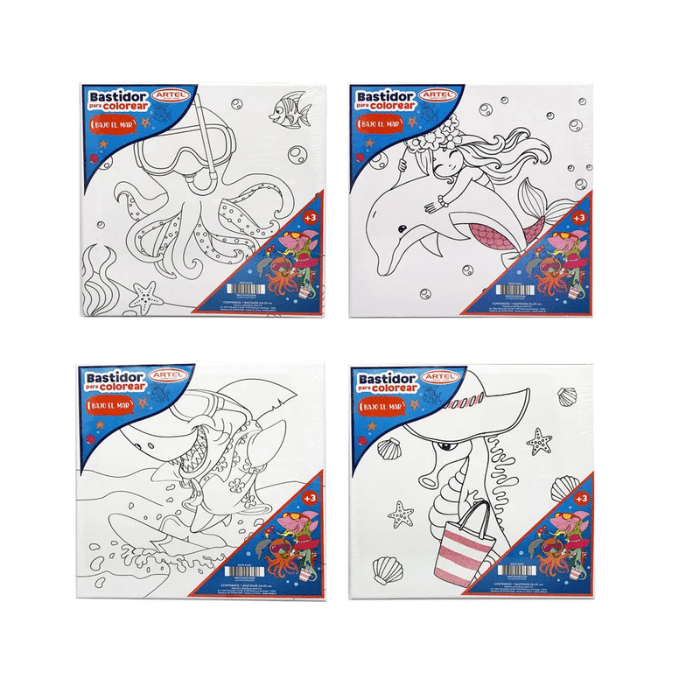 Bastidor Algodon Para Colorear Bajo El Mar 25x25Cm5