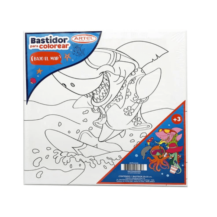 Bastidor Algodon Para Colorear Bajo El Mar 25x25Cm1