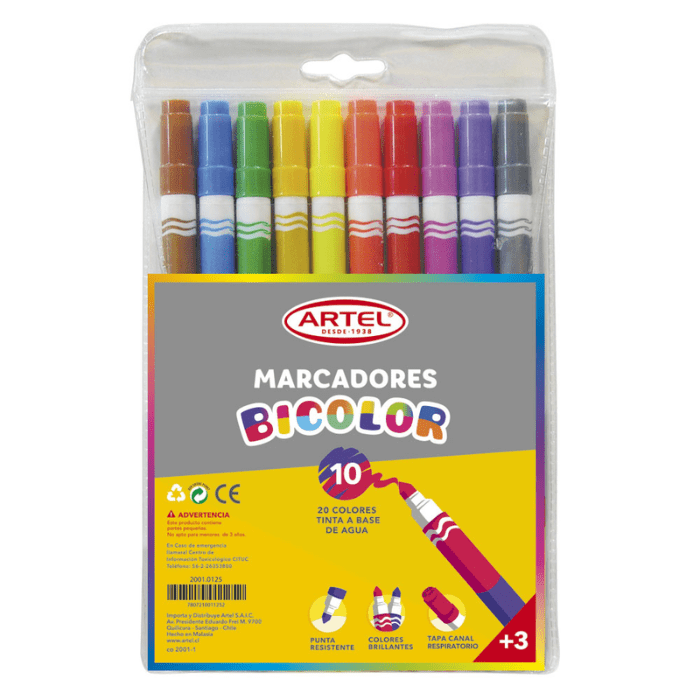 Lapiz Scripto 10 Unidades 20 Colores Dobles Artel1