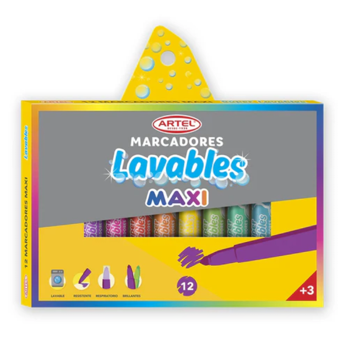 Lapiz Scripto Jumbo 12 Colores Maxi Super Lavables Artel1