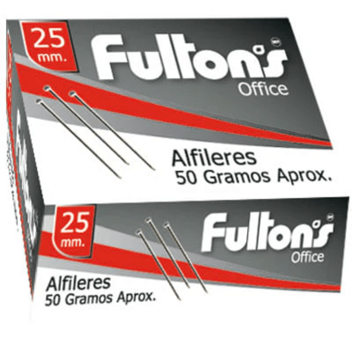 Alfiler metalico 25mm 50Gr Plateado Fultons1