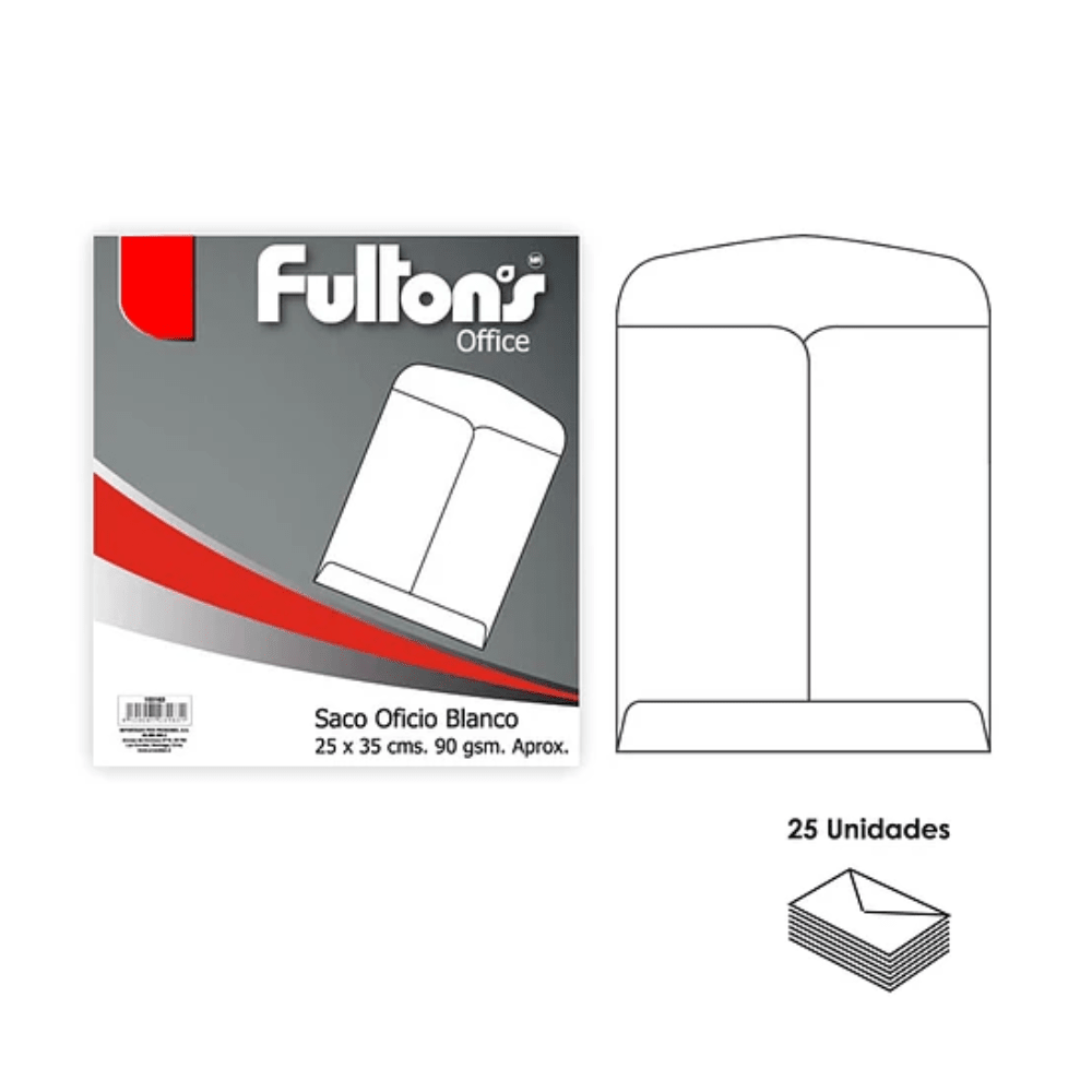 Set 25Un Sobre Saco Oficio 90Gr Fultons1