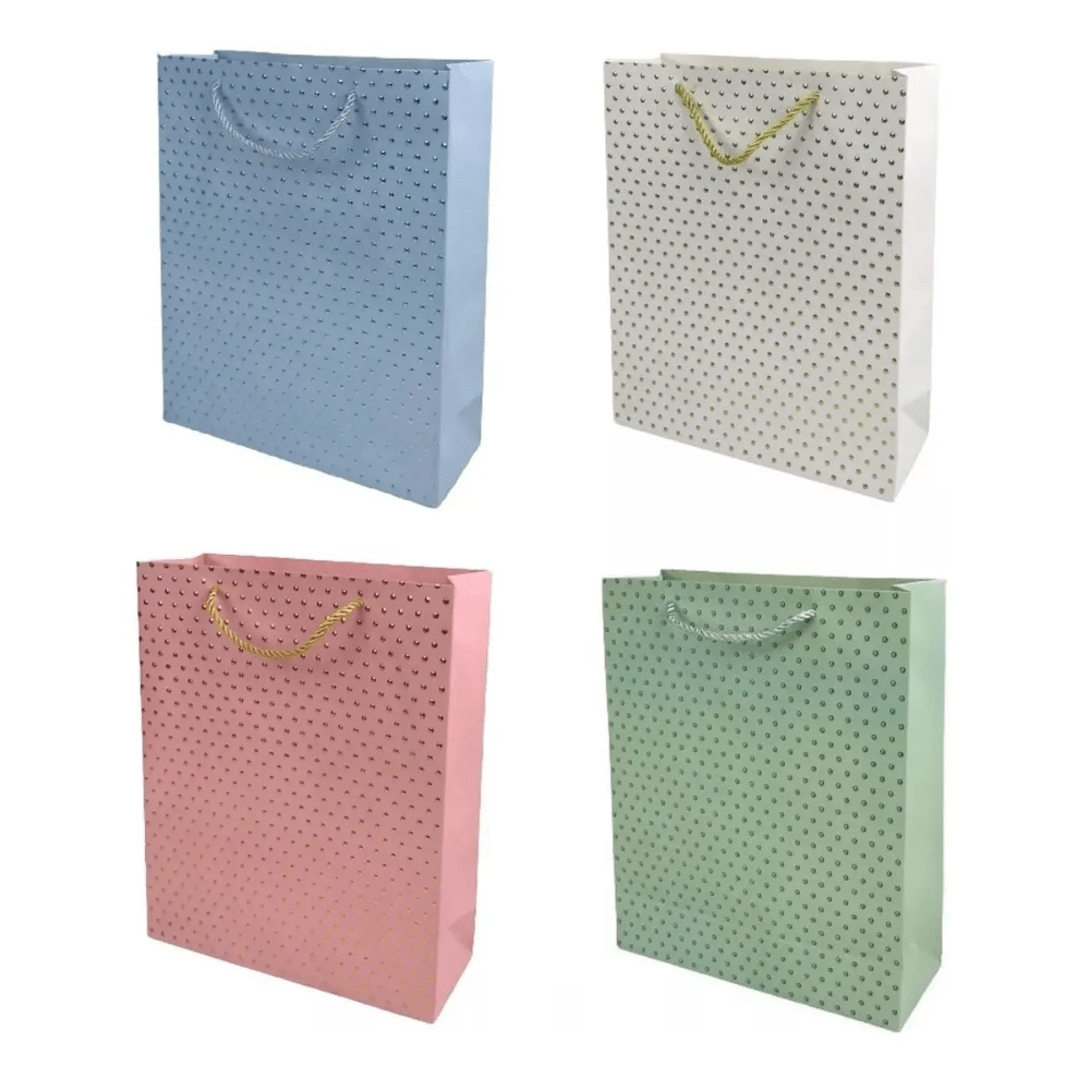 Pack 12 Bolsa de Regalo Grande 26x32 Puntos Metallic Feco1
