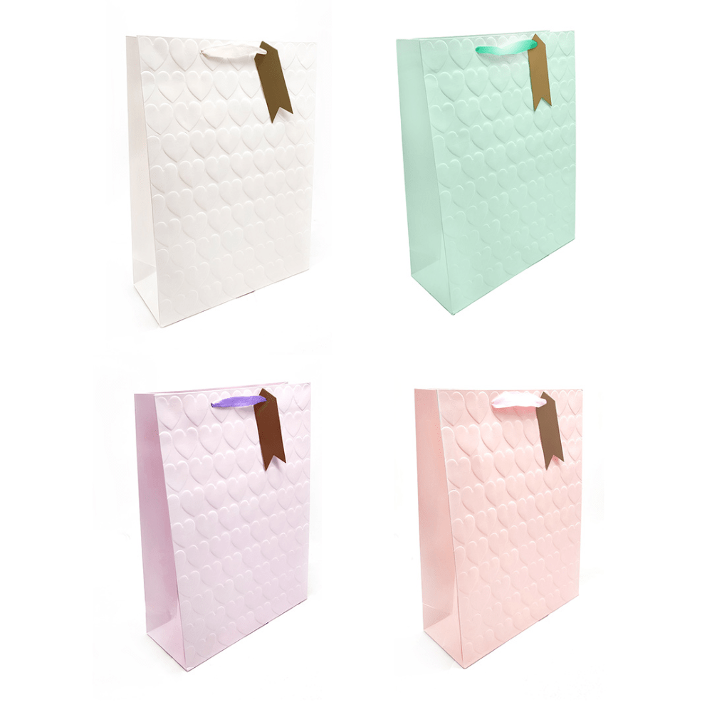 Bolsa Regalo Grande 26x32 Corazon 3D Pastel Feco1