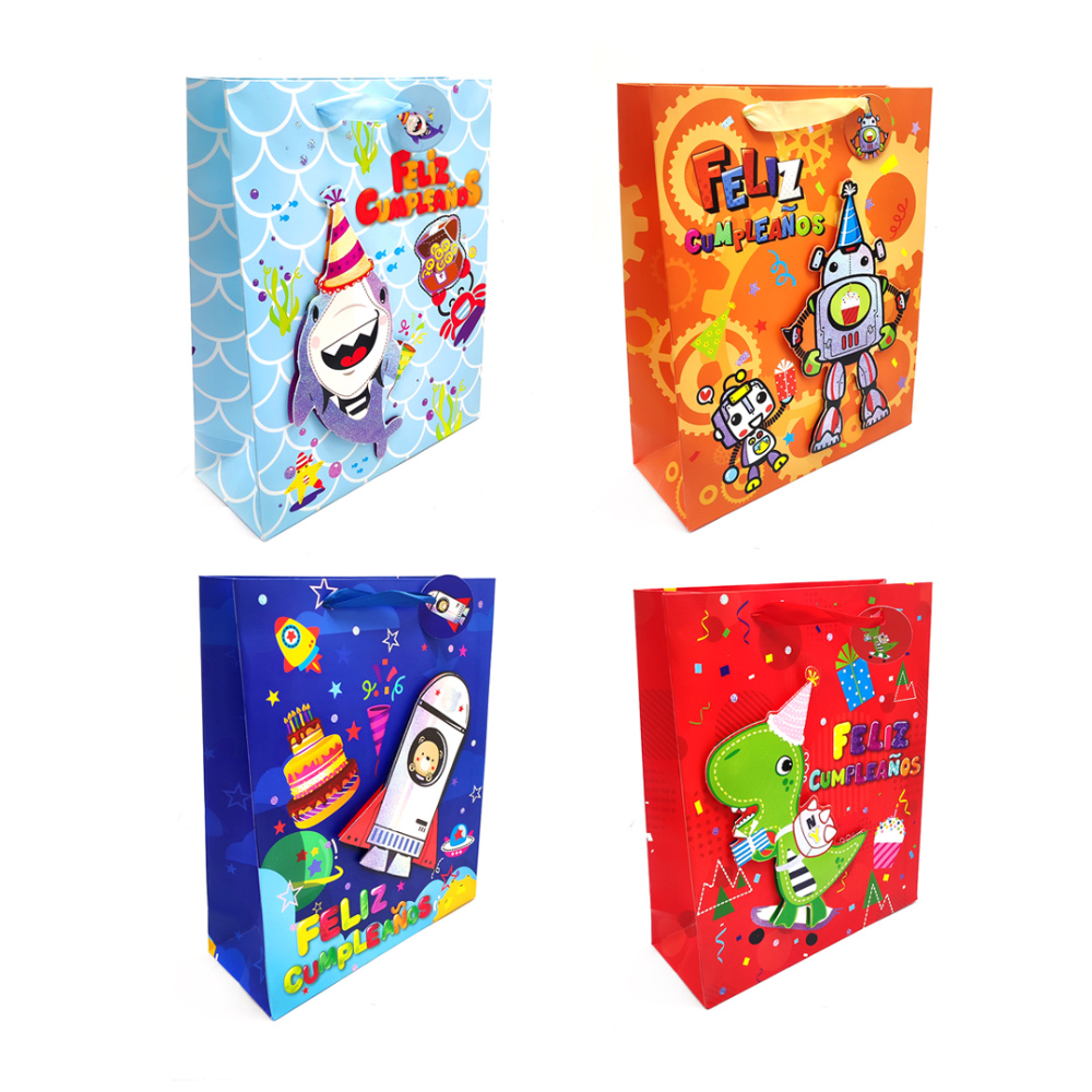 Bolsa Regalo Jumbo 30X40 Feliz Cumple Niños Feco1