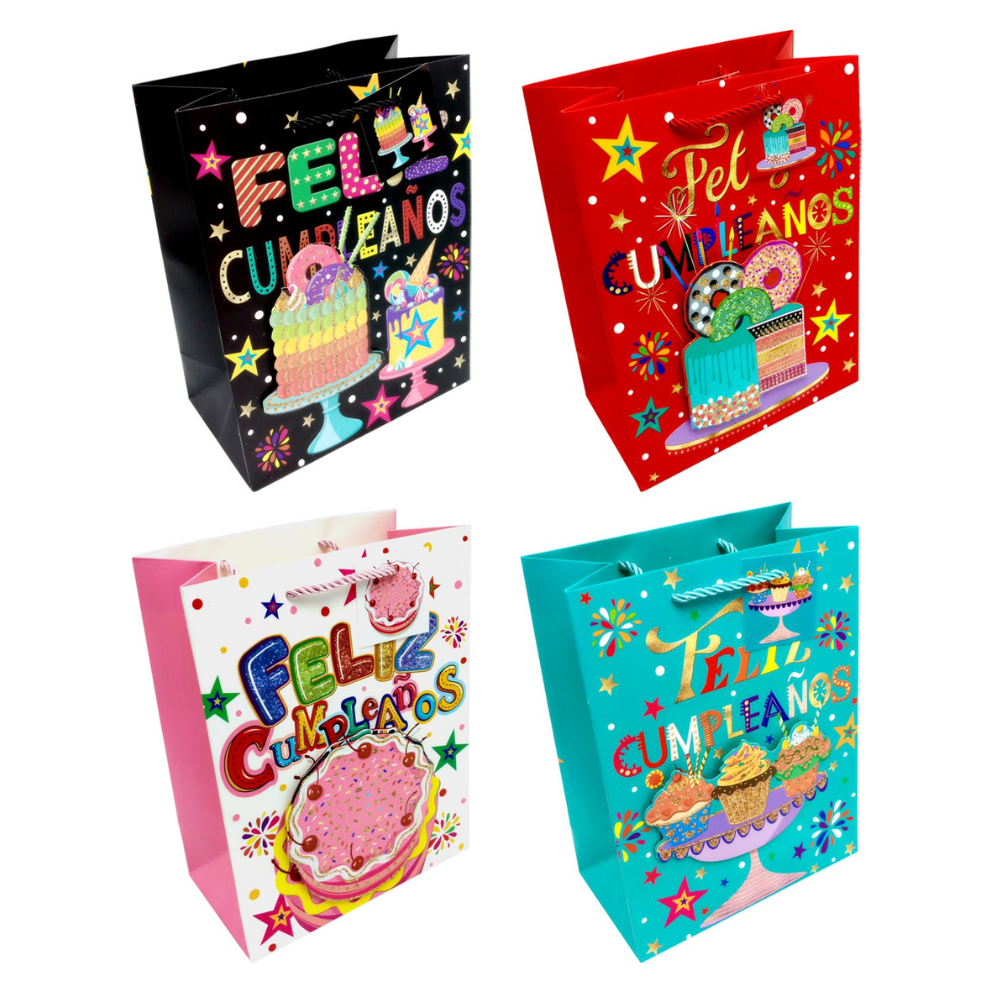 Bolsa Regalo Grande 26x32 Torta Feliz Cumpleños Feco1