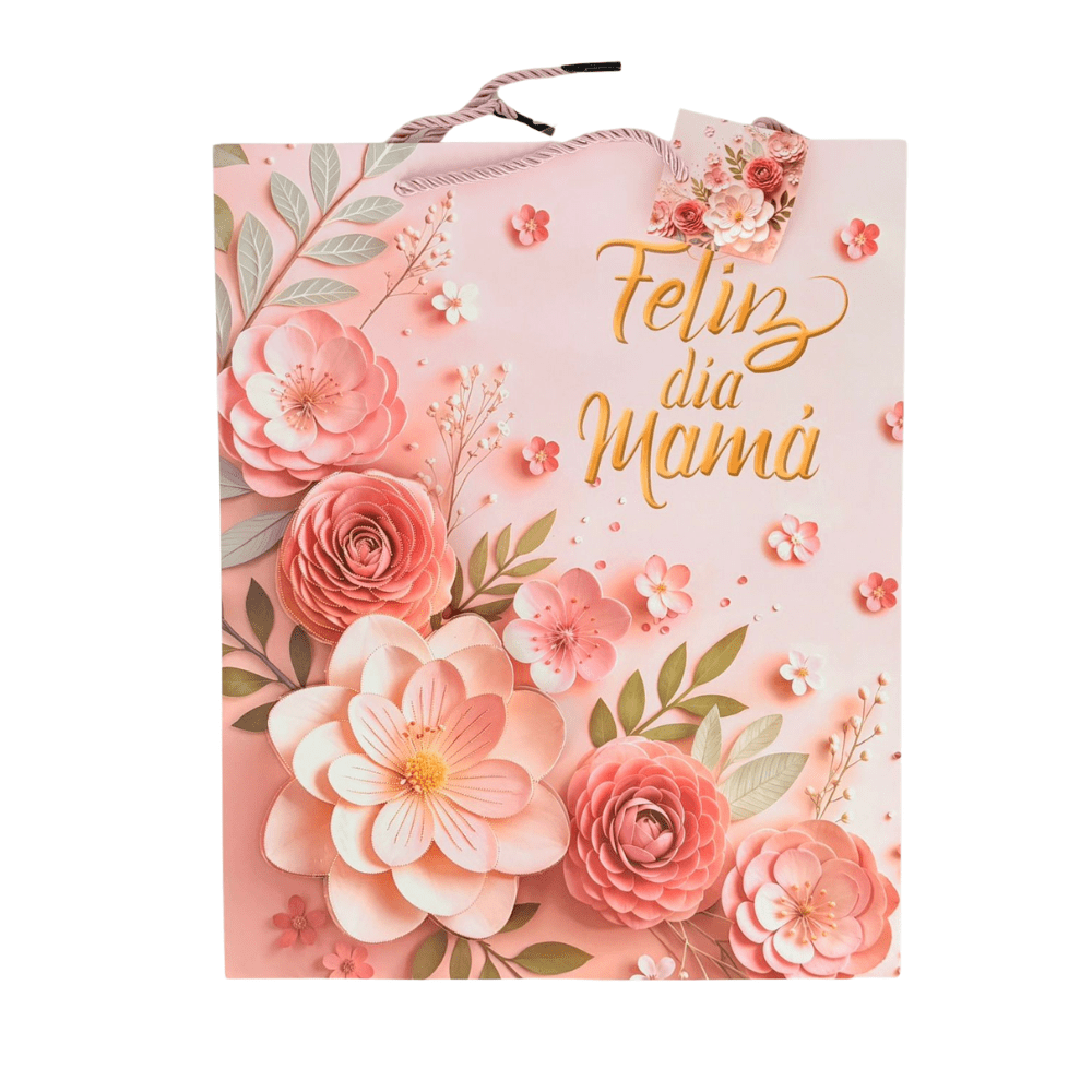Bolsa regalo mediana 18x23 Feliz Dia Mama Flores Feco2