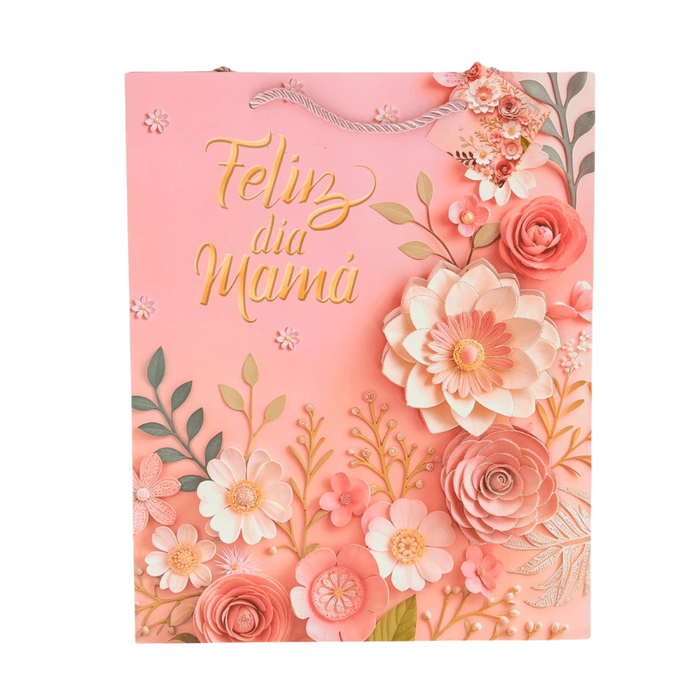 Bolsa regalo mediana 18x23 Feliz Dia Mama Flores Feco1