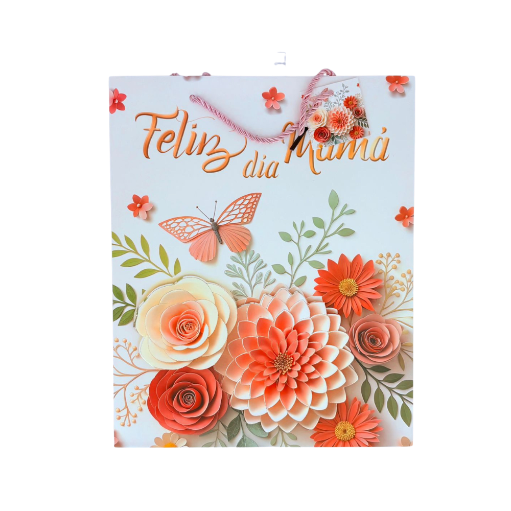 Bolsa Regalo Jumbo 30x40 Feliz Dia Mama Flores Feco4