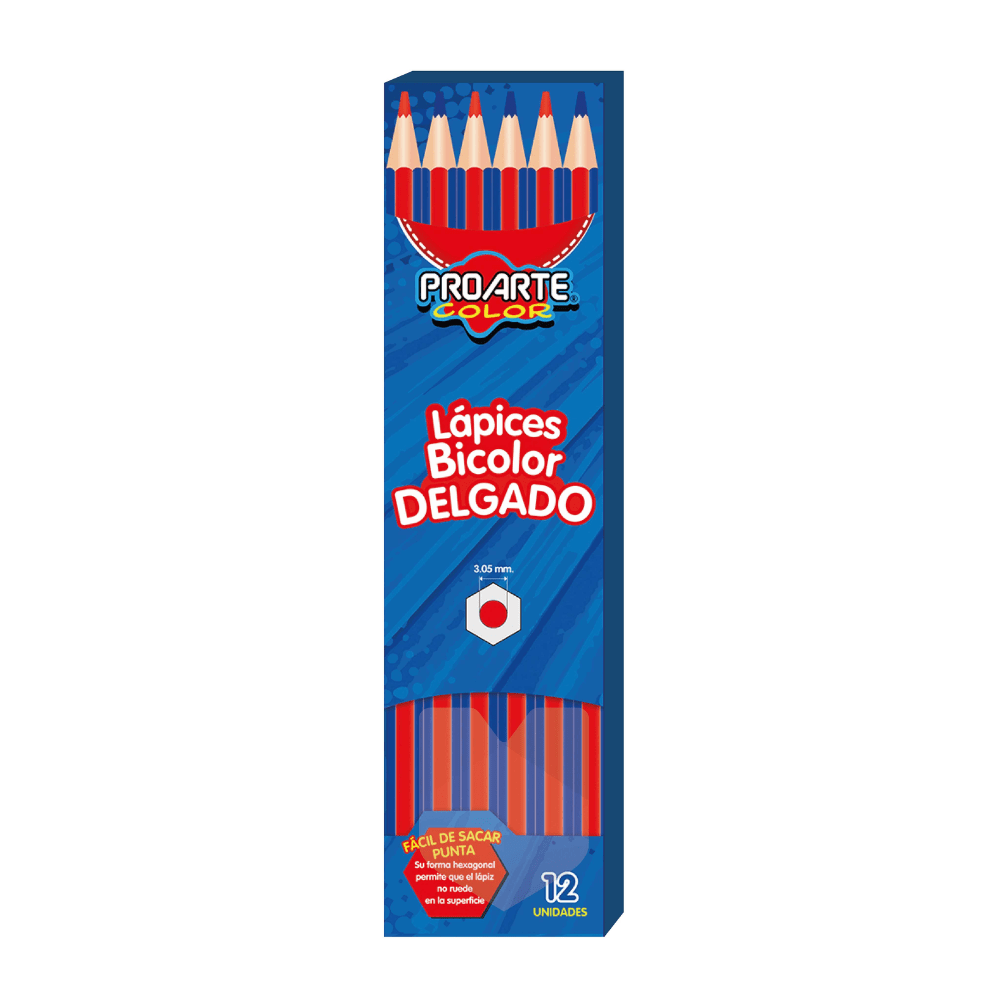 Pack 12 Lapiz Bicolor Delgado Proarte1