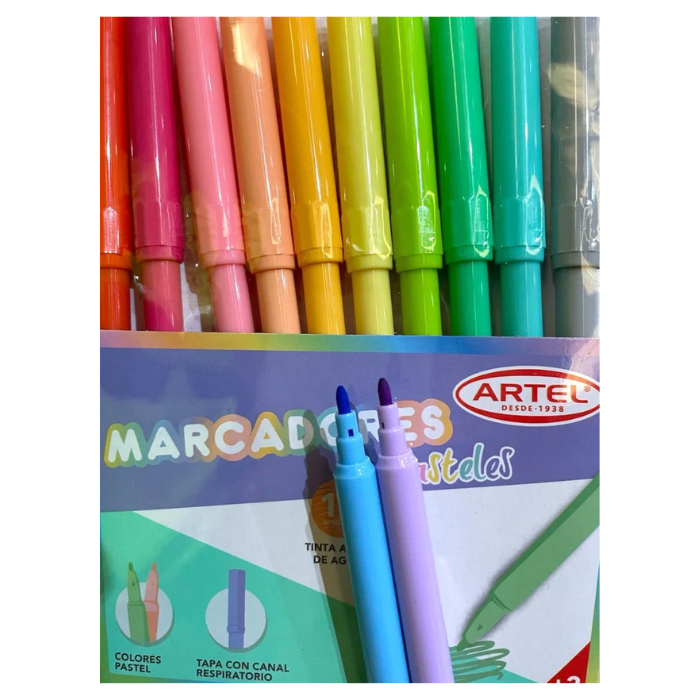 Lapiz Scripto 12 Colores Pasteles Fino Artel2