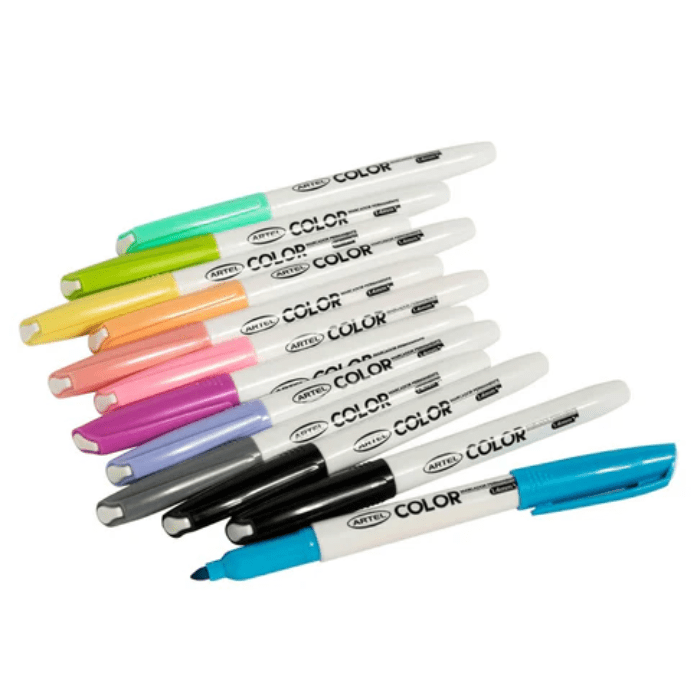 12 Unidades Marcadores Punta 1.4Mm Color Pastel + 2 Negro2