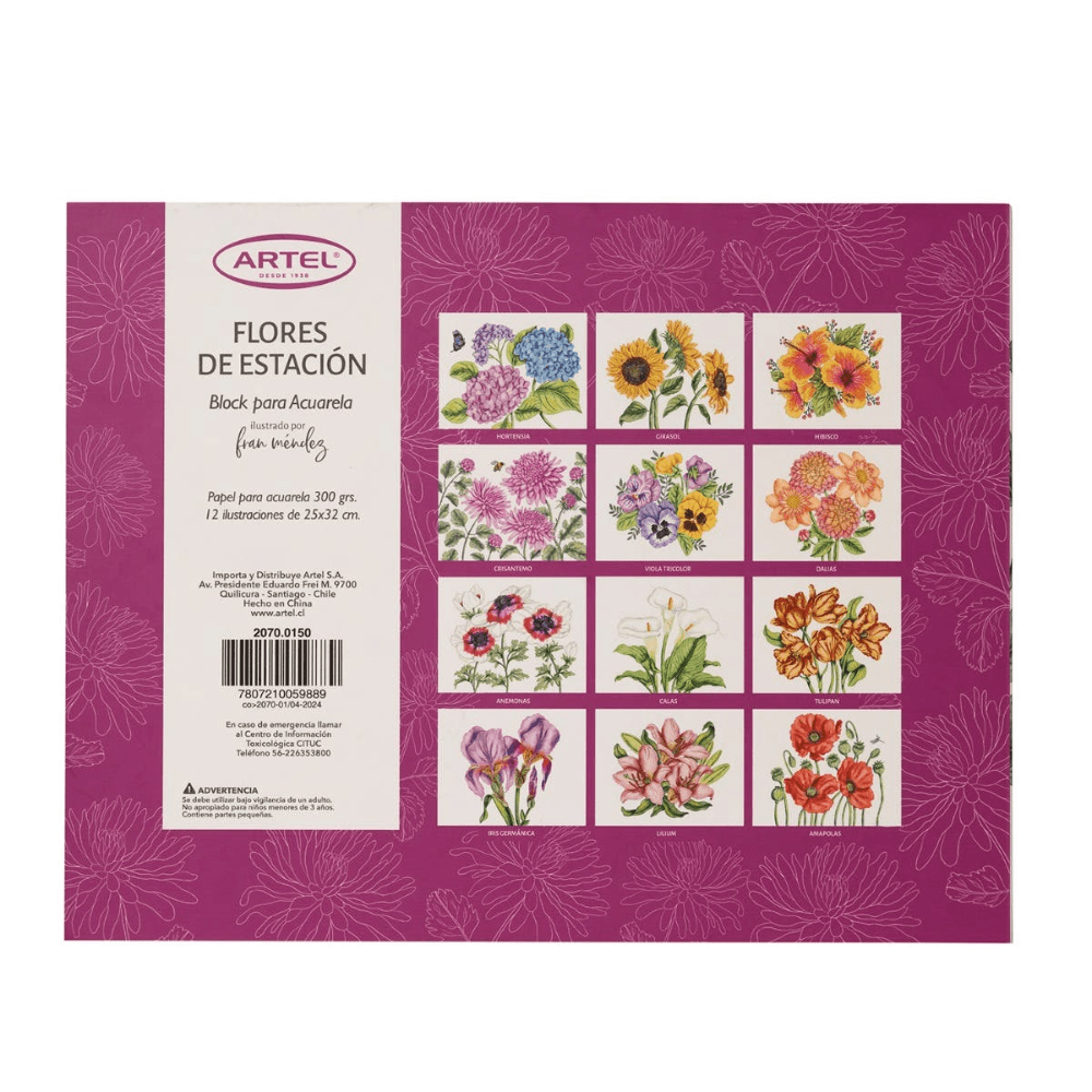 Block para Colorear Flores de Estacion 32x25cm 300grs Artel2