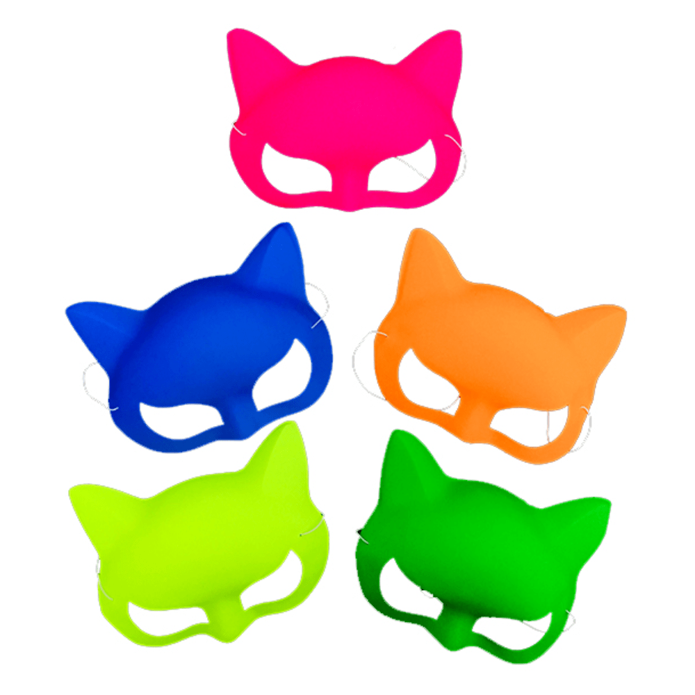 Antifaz 06 Unidades Gato Fluor Plastico1