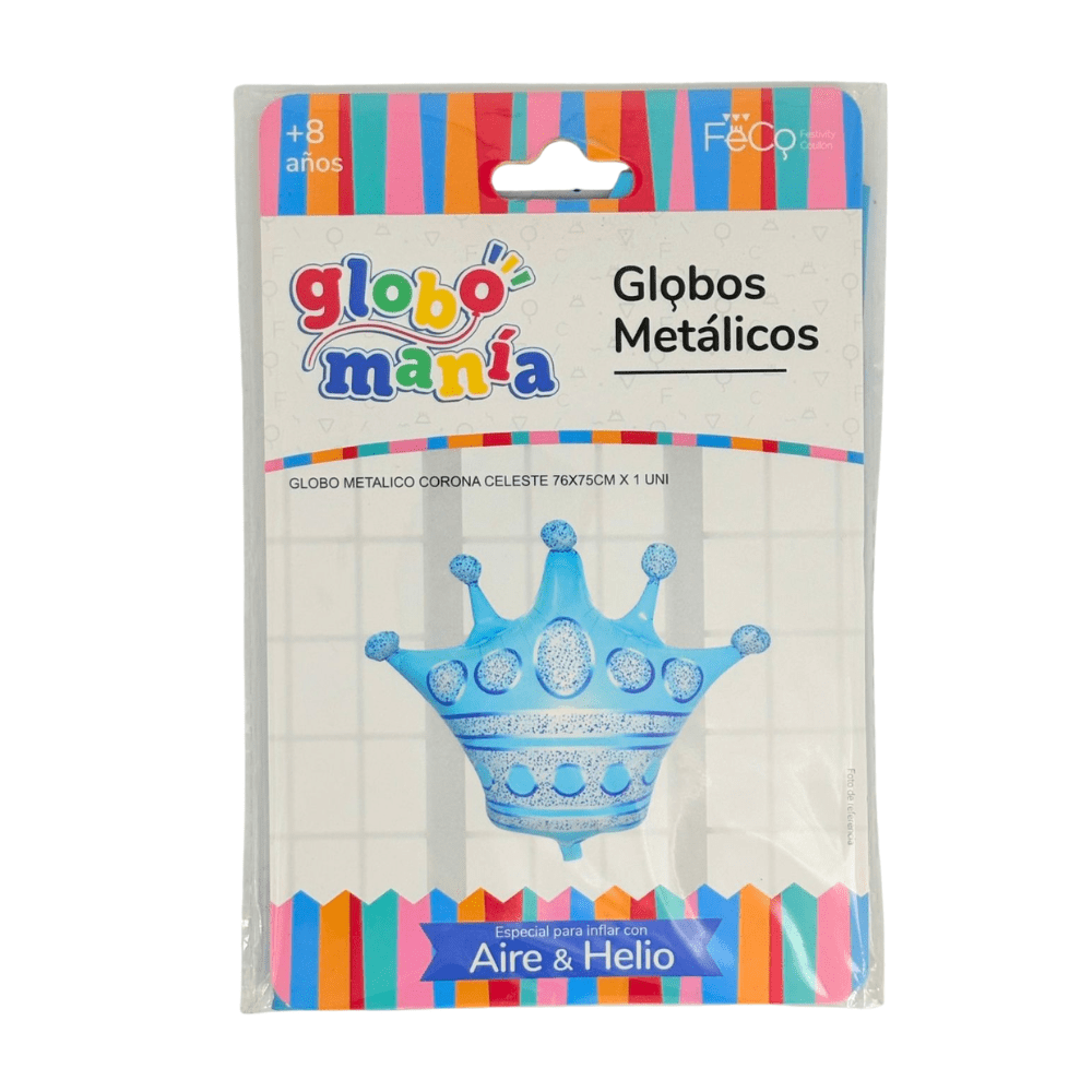 Globo Metalizado Corona Celeste 76X75Cm X1Un1