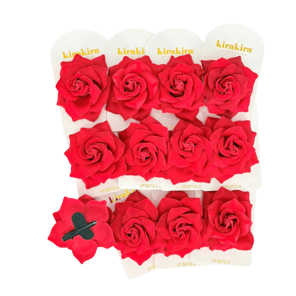 Pack 12 Pinche Rosa Gamuza 7.5Cm Rojo Feco1