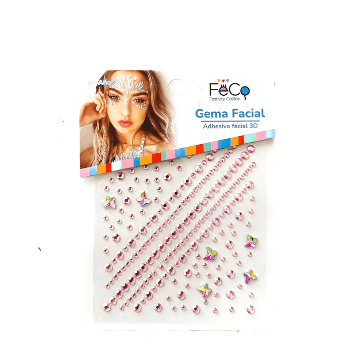 Adhesivo Facial 3D Mariposa Nacarado Rosado1