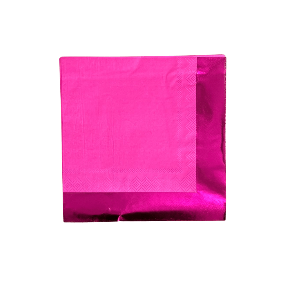 Servilletas Franja Metalica 33x33 Fucsia 12Un Feco1
