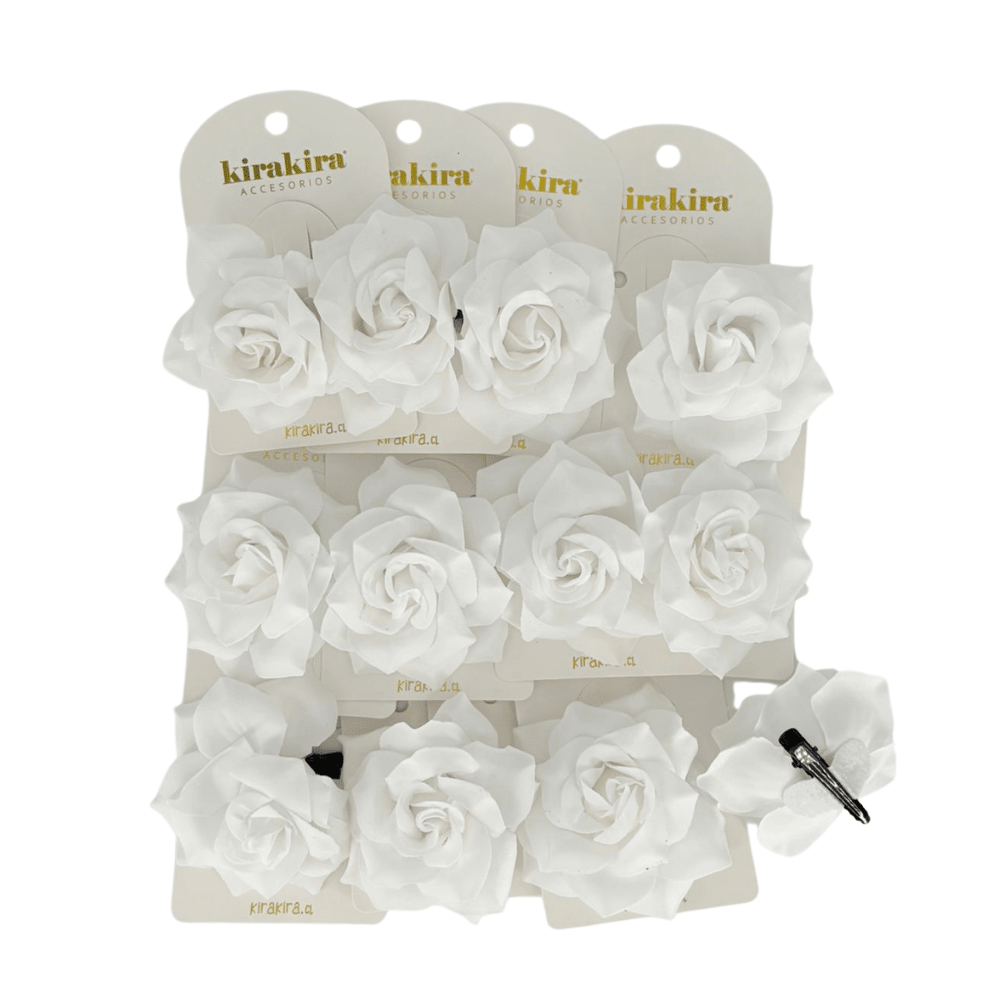 Pack 12 Pinche Rosa Gamuza 7.5Cm Blanco Feco1