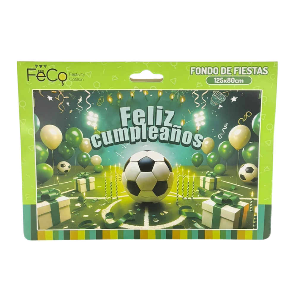 Fondo Tela 125x80Cm Feliz Cumpleaños Futbol Feco1