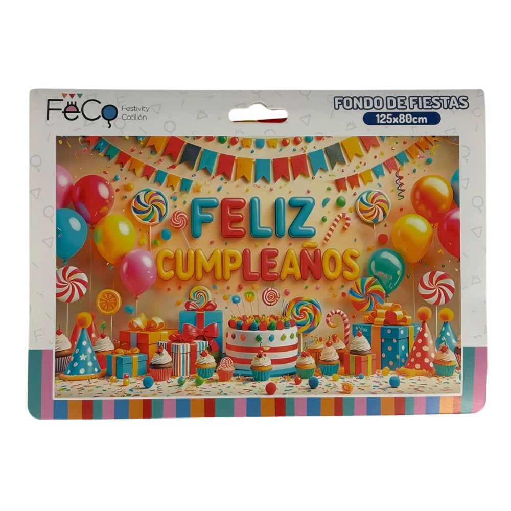 Fondo Tela 125x80cm Feliz Cumpleaños Torta Feco1