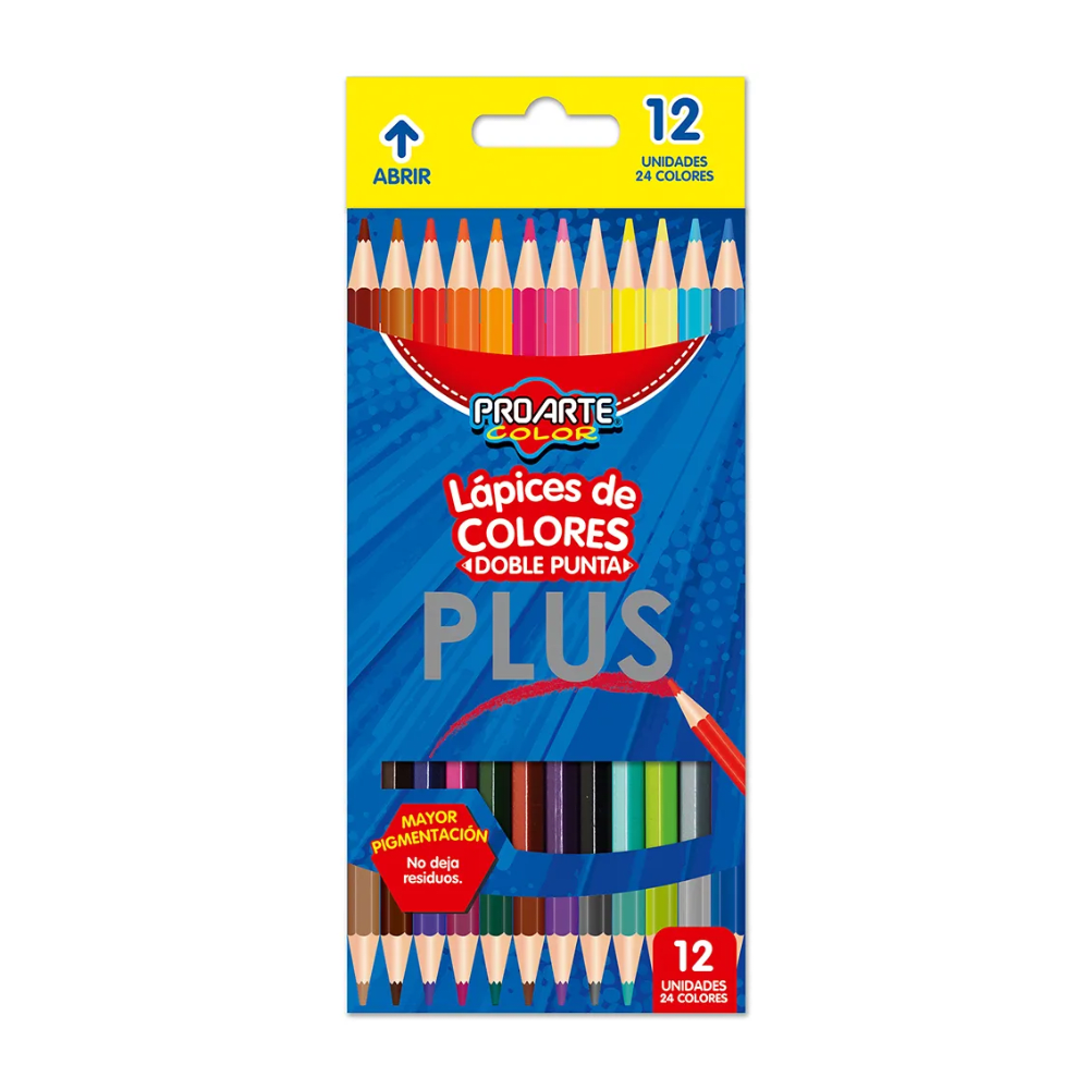 Lapiz Color 12 Un 24 Colores Plus Bicolor Proarte1