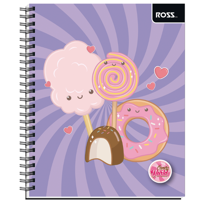Cuaderno Universitario 7Mm 100Hj Tapa Simple Candy World2