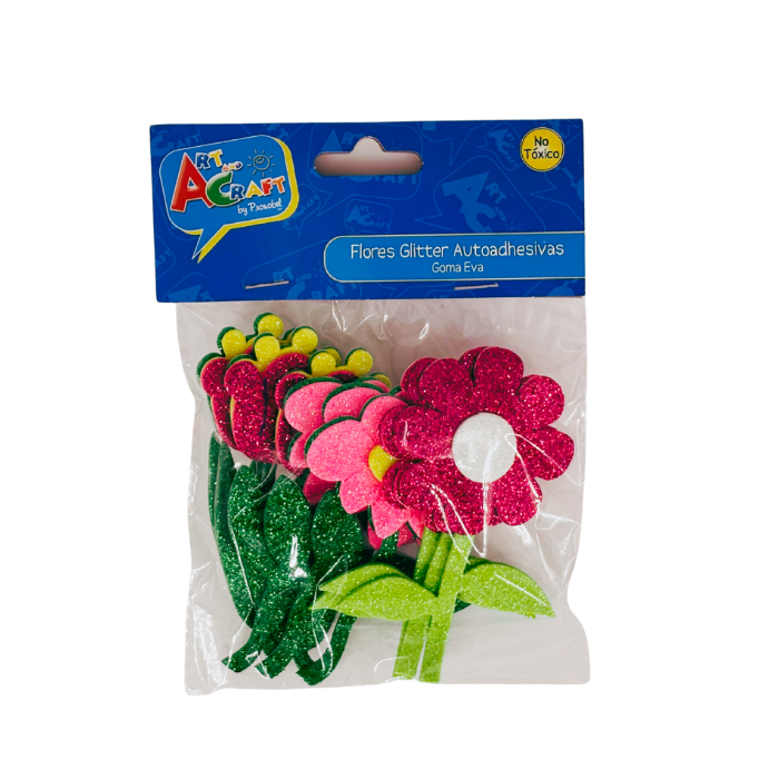 Stickers Flores Glitter Autoadhesivas 9Un 1.8Mm1