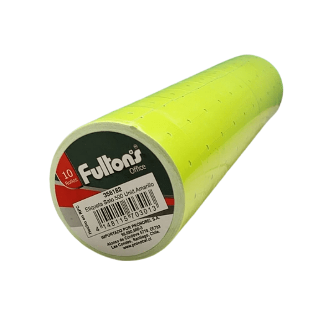 10 Rollos Etiqueta Amarillo Fluor Sato Chico1