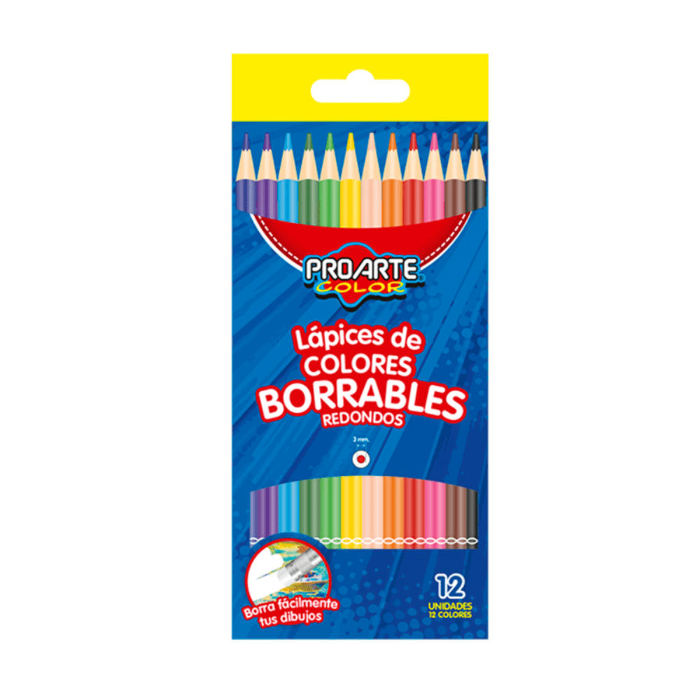 Lapiz Color 12 Un Borrables Proarte1